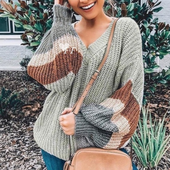 🍁Fall Knit Cozy Stripped Sweater🍁 - Picture 2 of 6